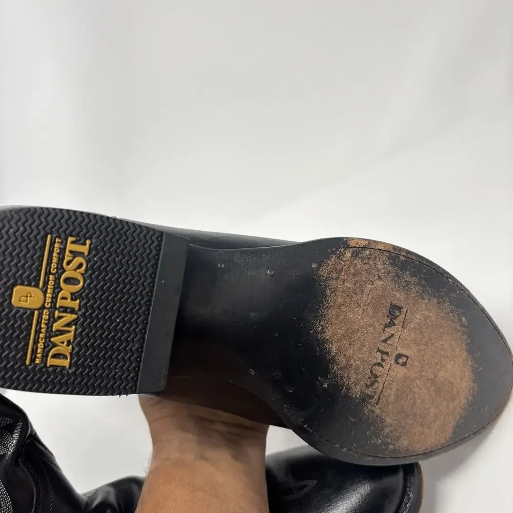 Dan Post Black Cowboy Boots Handcrafted Comfort Milwaukee Leather Sz 11.5